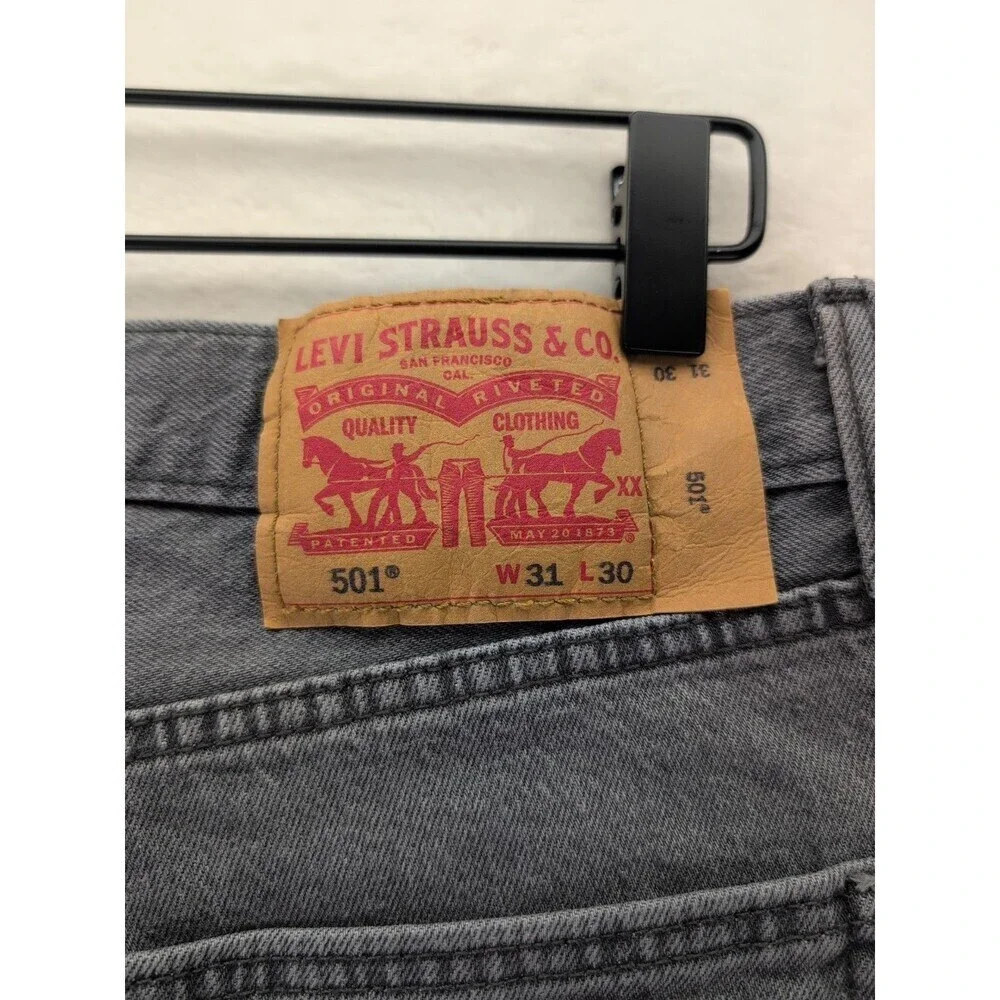 Levi's 501 Button Fly Red Tab Jeans Men's 31x30 Gray Wash Denim Cotton